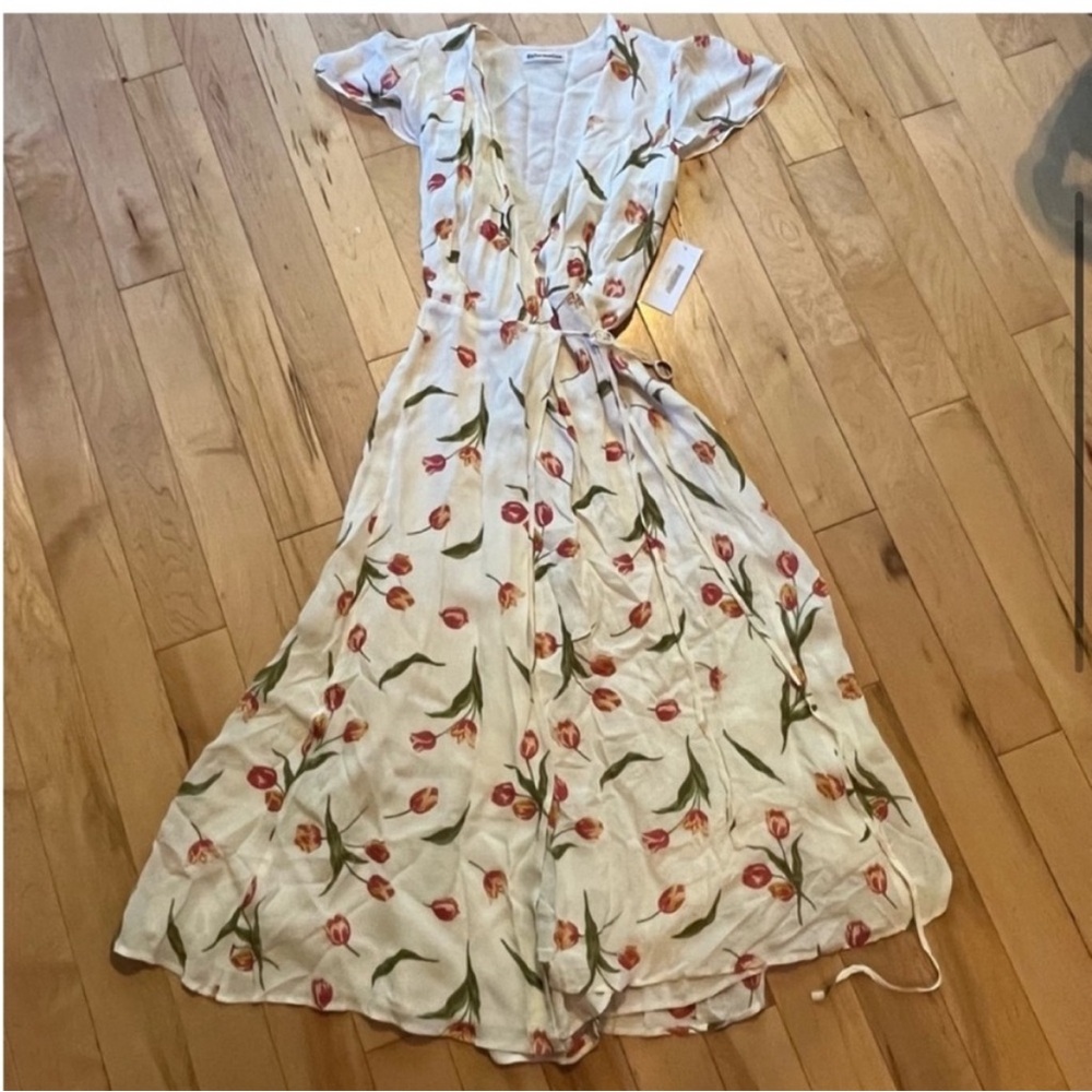 NWT Reformation Brewer Dress Bianca cream w floral print small - Picture 2 of 12